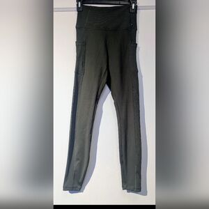 New, Marica Women's Olive Green Ribbed High Rise Side Pocket Leggings. Size S
